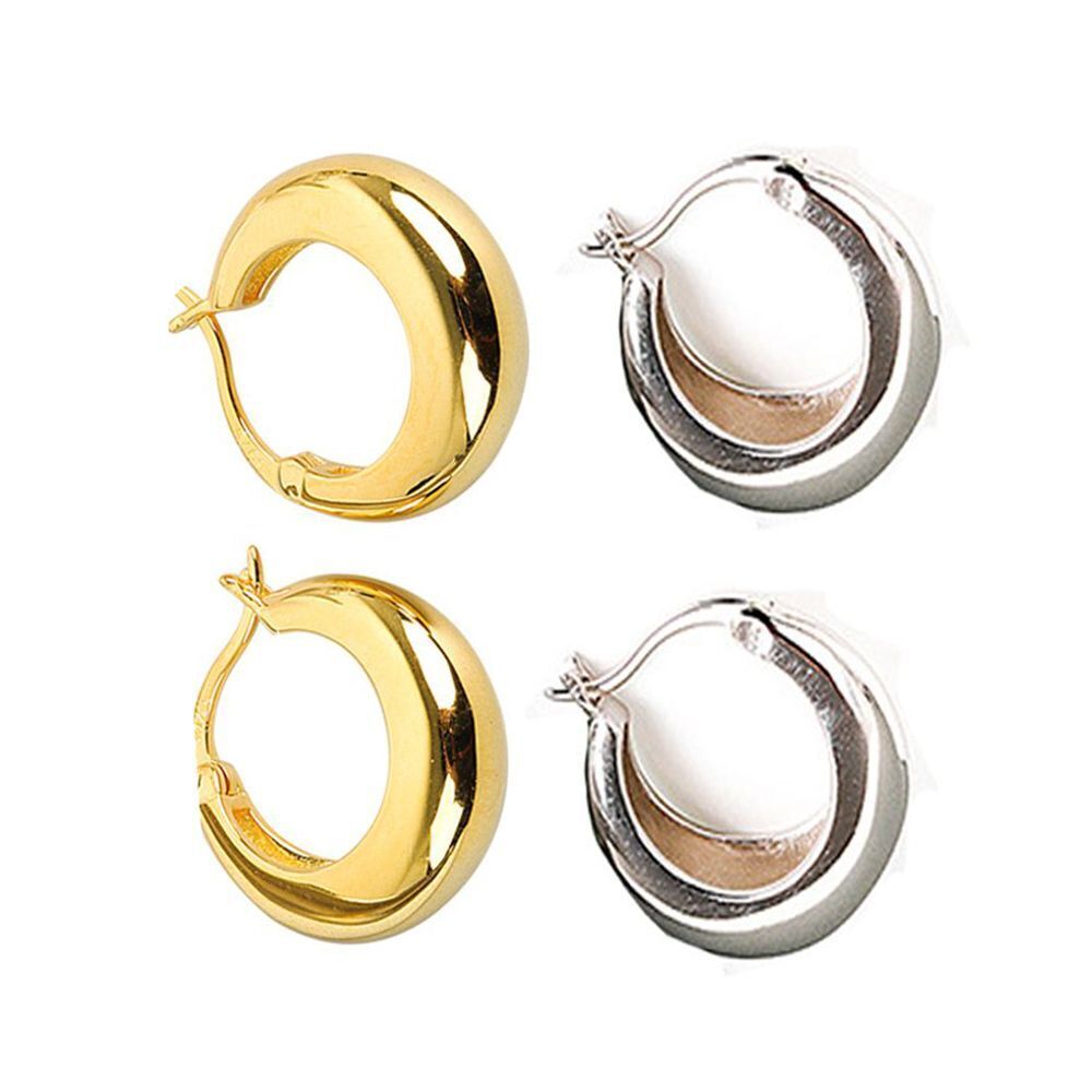 2 Pairs Circle Chunky Classic Hoop Accessories Jewelry Circl Hoops Earring