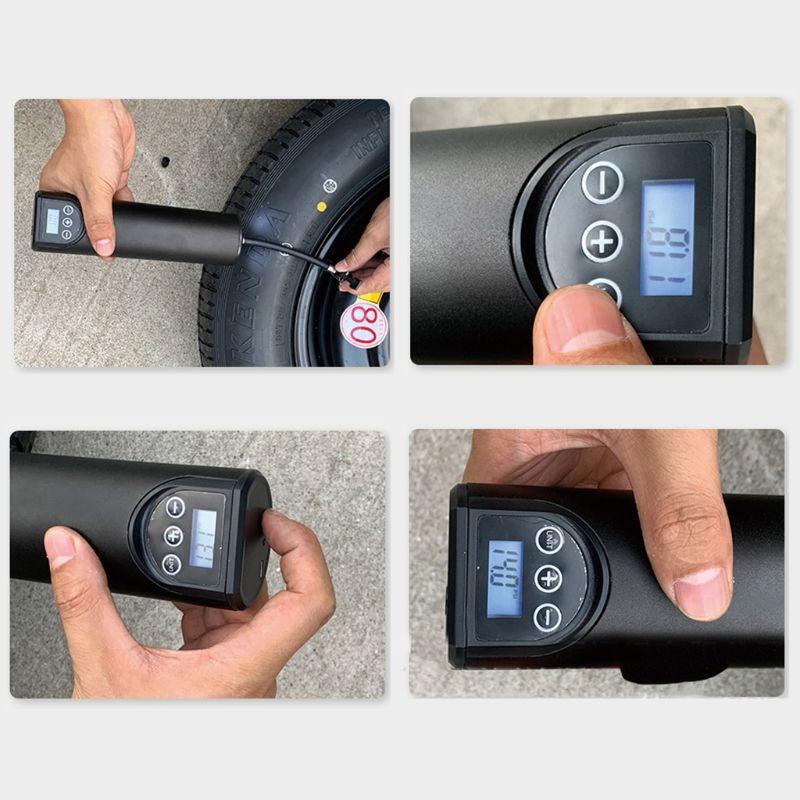 Multipurpose Portable Electric Inflator USB Rechargeable LCD Display Tire Pump
