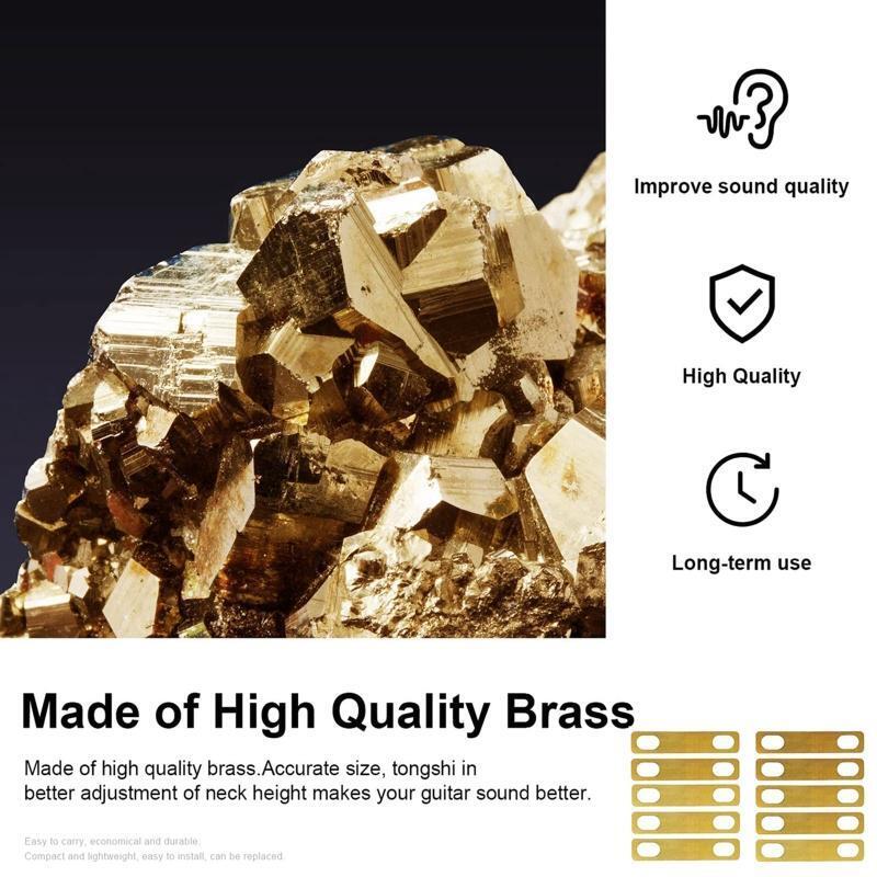10Pcs Guitar Neck Shims, Guitar Neck Shims 0.2mm 0.5mm 1mm Thickness Brass Shims