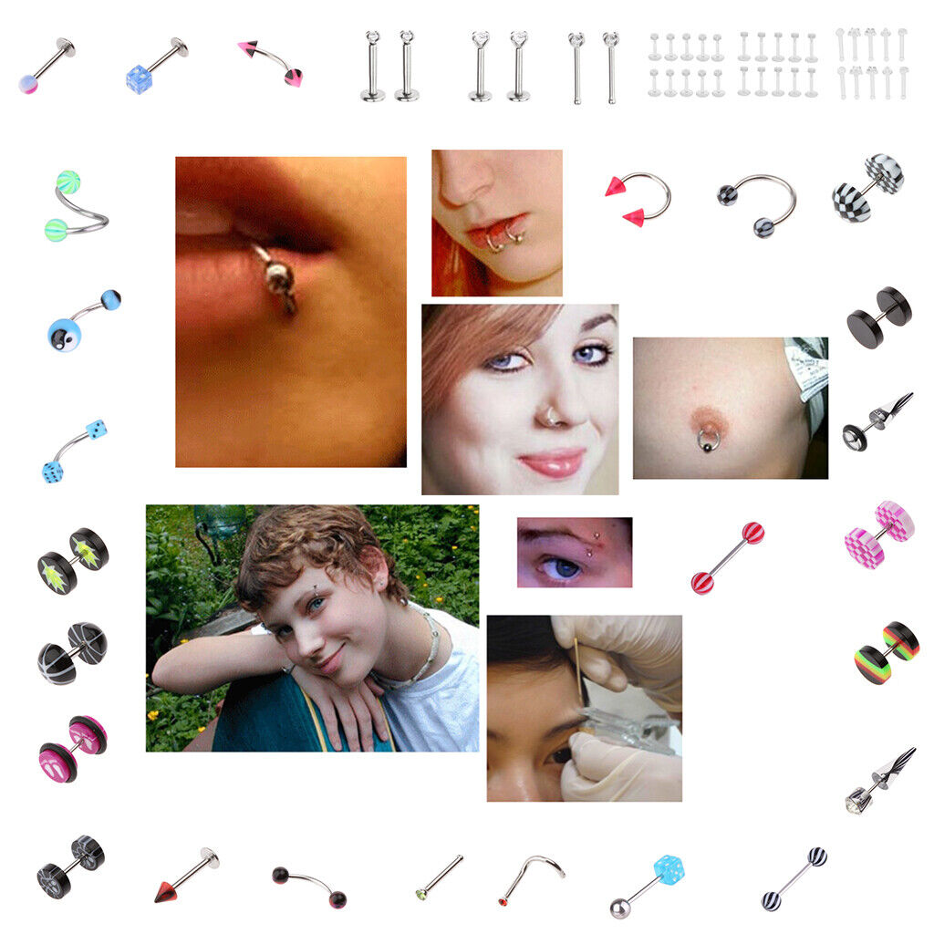 10Pcs Transparent White Nose  Barbell Lip Tongue Navel  Jewelry