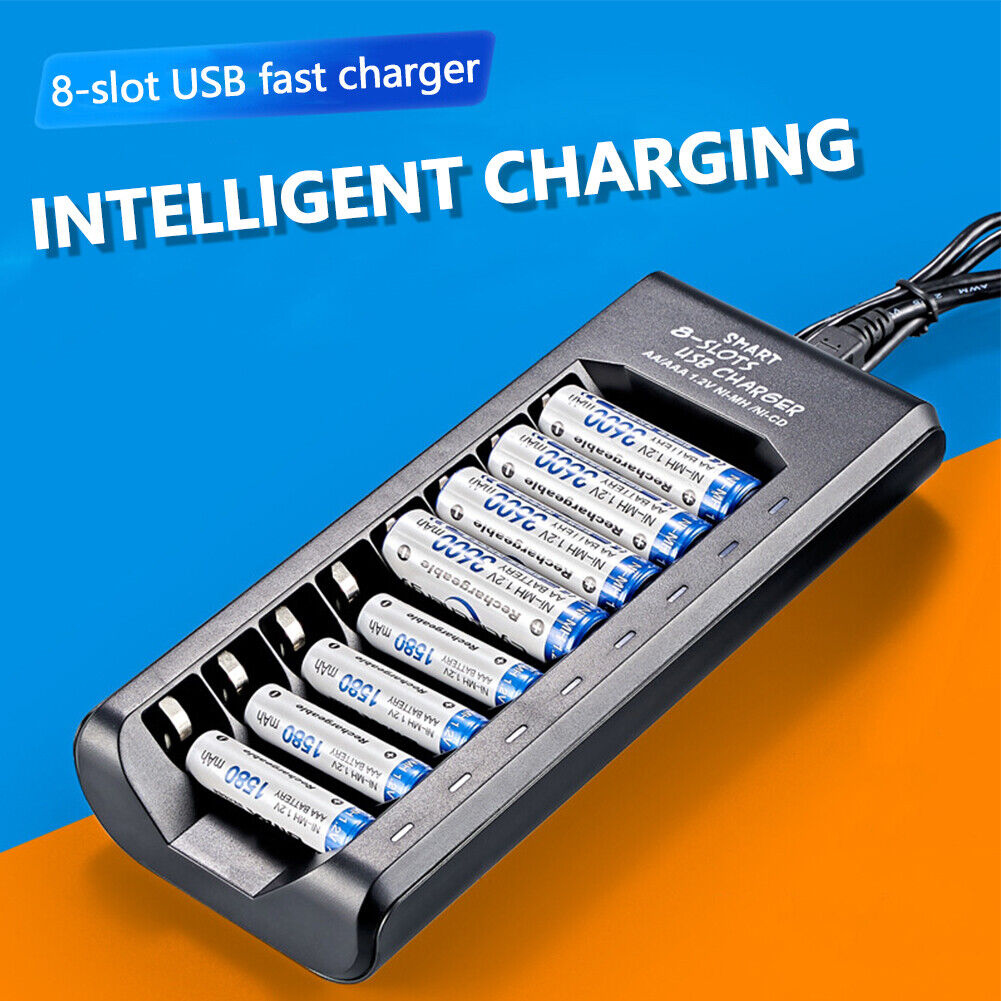 1.2V 8 Slot USB Battery Charger for AA/AAA Ni-MH/Ni-Cd Rechargeable Battery