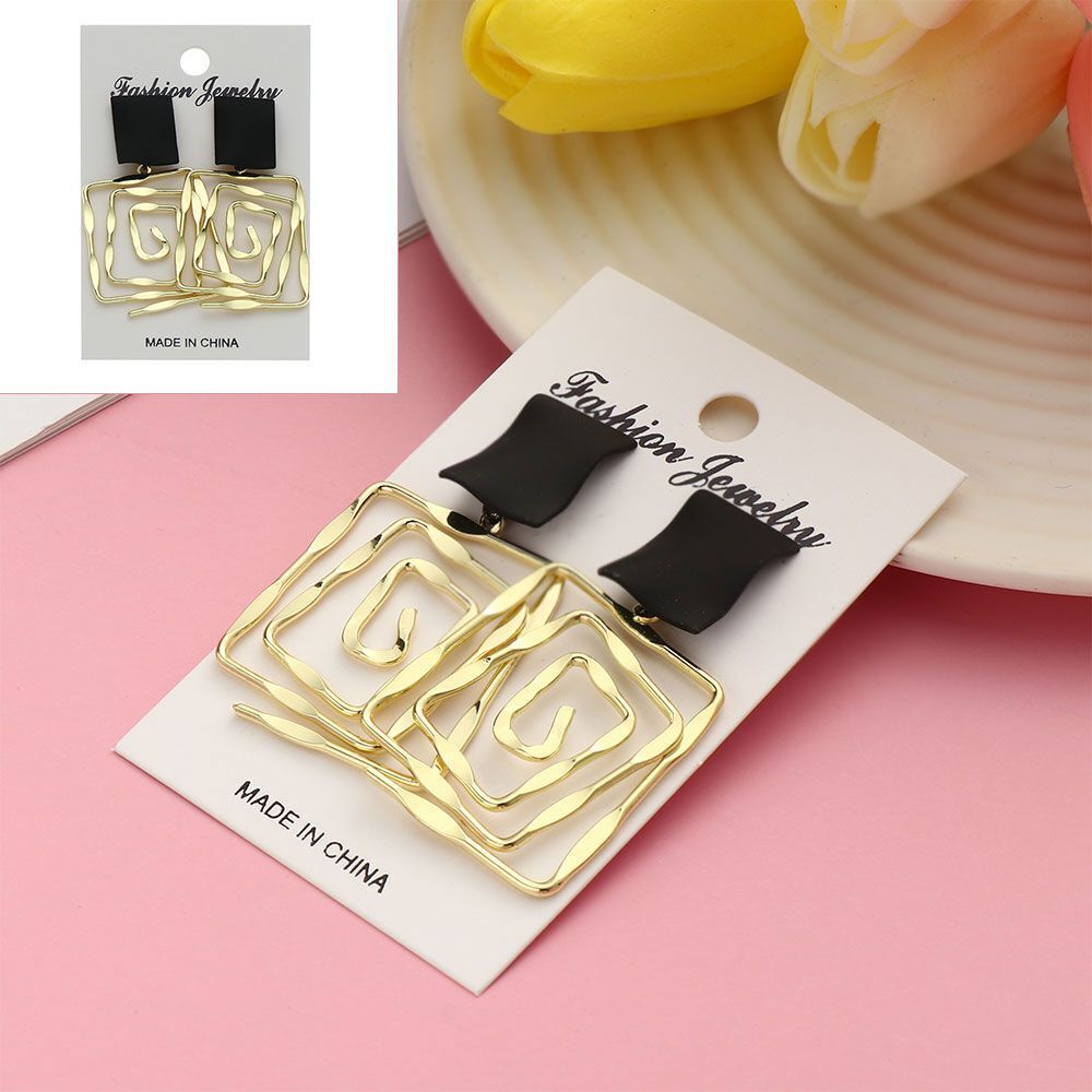 Women Girls Hanging Earrings Dangle Drop Geometric Spiral Earrings Metal Maze