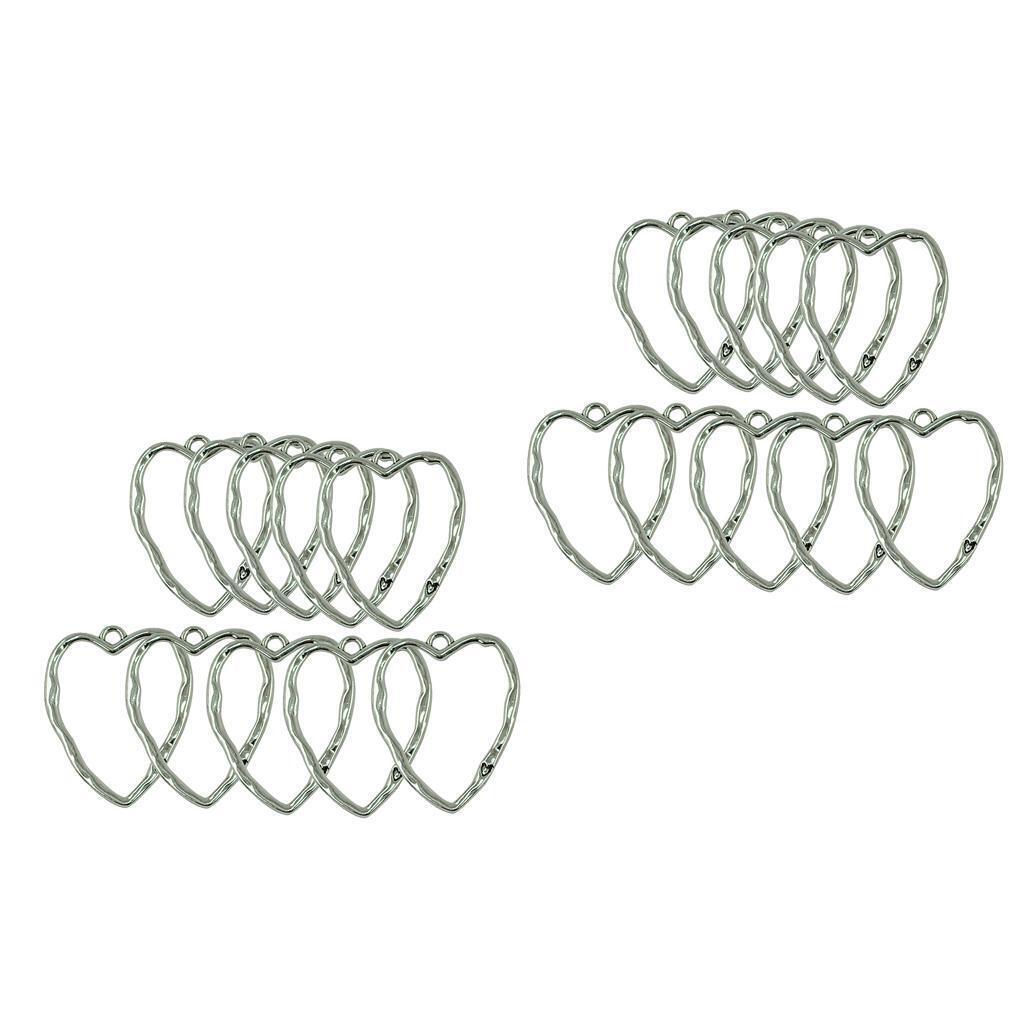 20PCS ALLOY LOVE HEART HOLLOW OUT CHARM NECKLACE PENDANT DIY JEWELRY 50x41mm