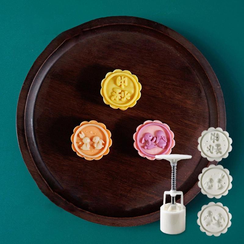 25g Plastic Mooncake Stamp Cute Rabbit Shape Mooncake Mold DIY Hand Press Moulds