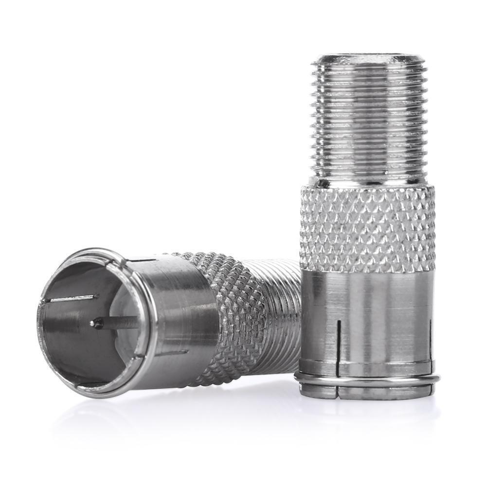 2pcs Zinc Alloy F Type to TV Coax Adapters Connectors Cable Couplers (A)