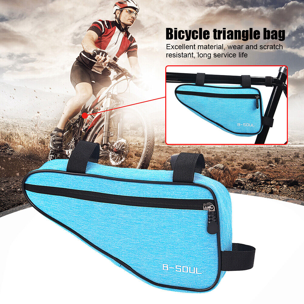 MTB Front Frame Triangle Bag Road Cycling Storage Pouch Bags (Sky Blue)