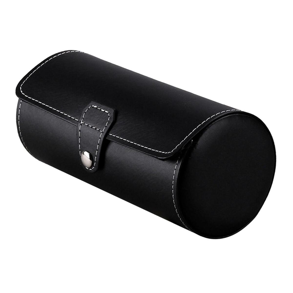 3 Slot PU Leather  Display,Cylinder Wristwatch Case Organizer