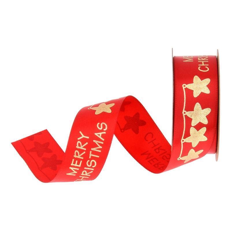 10/25mm Width Christmas Ribbon Green White Red Ribbon Printed Grosgrain Ribbons