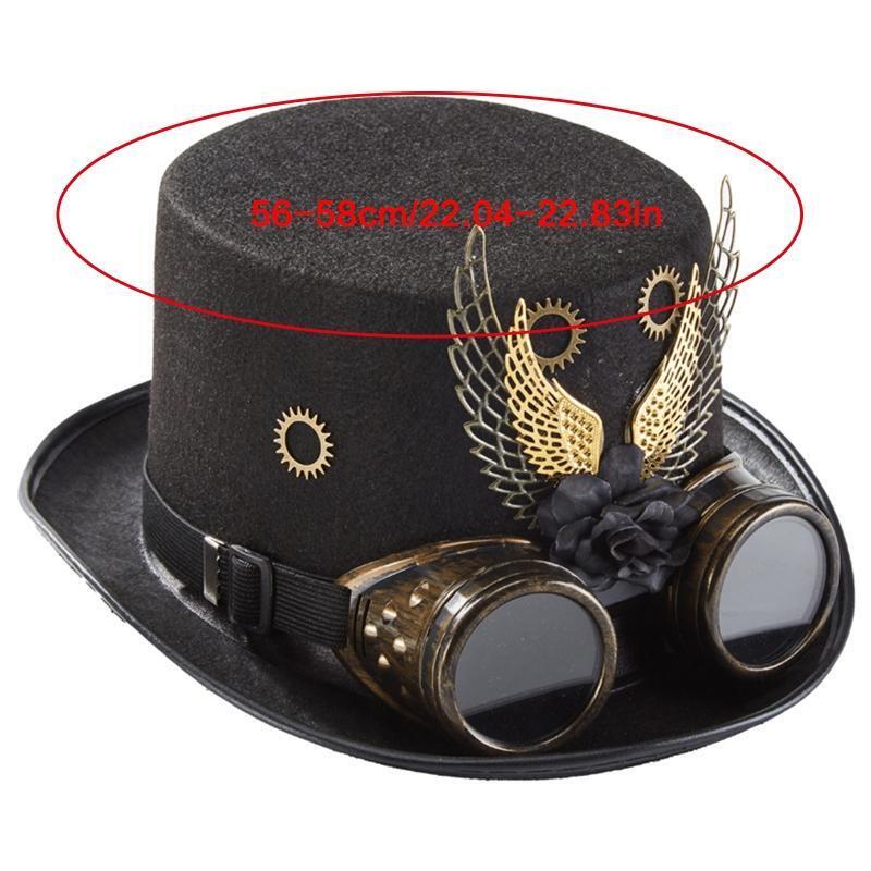 Victorian Gear Wings Goggles Top Hat Steampunk Jazz Hat for Masquerades Party