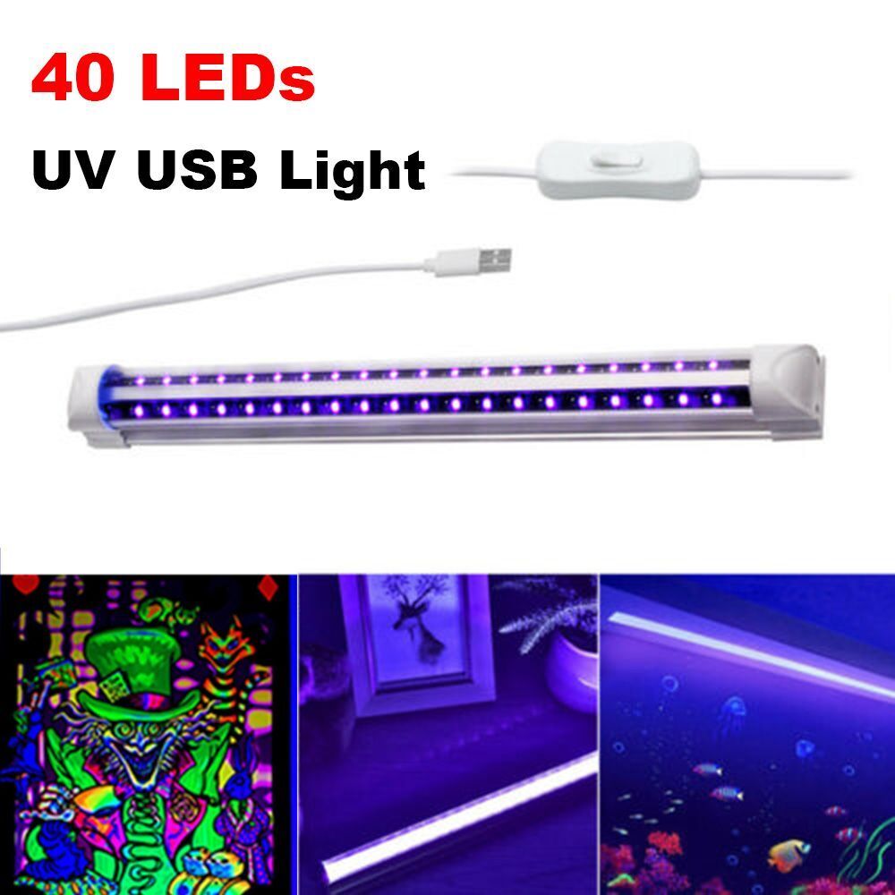 Party Fluorescent Lamp Ultraviolet Strip 40 Leds U SB Tube Light Bar Lamp