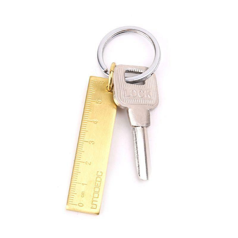 Outdoor Camping Copper Ruler Portable Mini EDC Tool Brass Scale Keychain Pendant