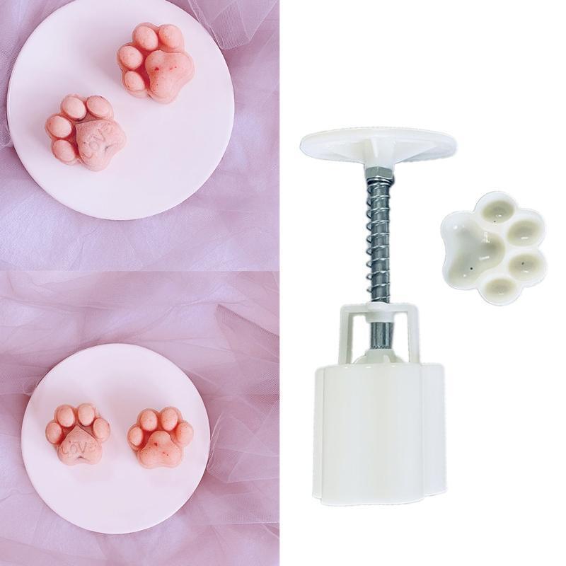 Plastic Mooncake Mold Cat Paw Stamp Press Cookie Cutter Mould DIY Baking