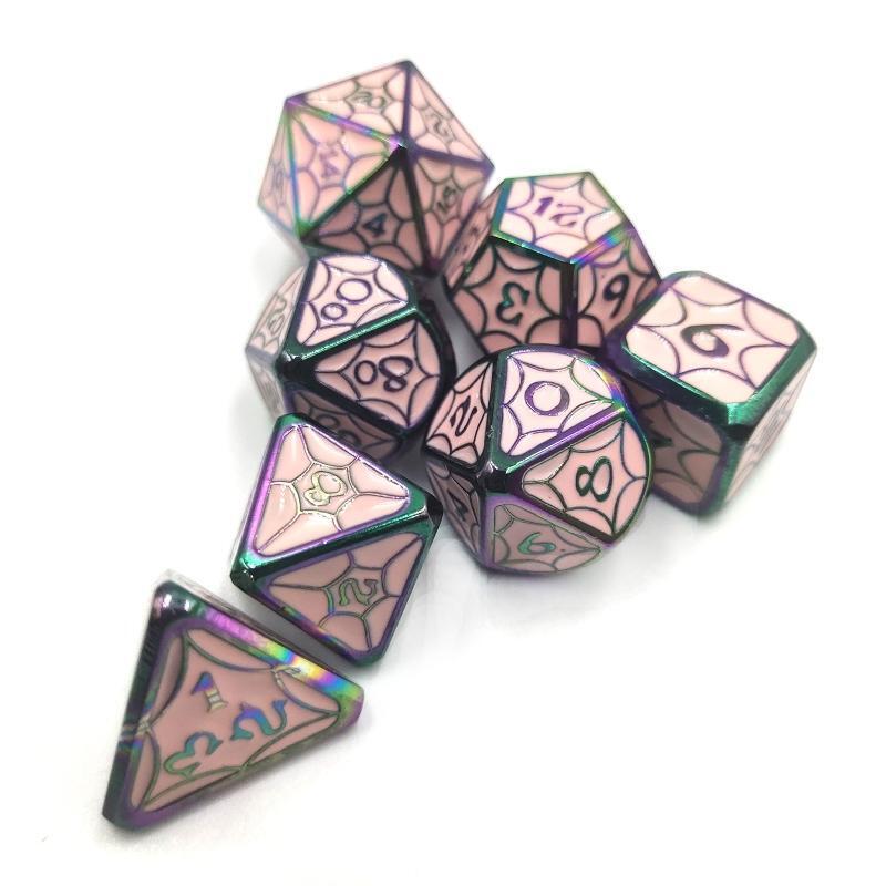 7Pcs Zinc Alloy Multi-faceted Dice Set Digital Number Cubes Various Shapes Dices