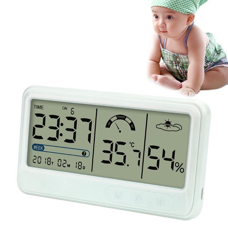 Thermometers Accurate Temperature Humidity Monitor Meter w/ Time & Alarm Clock