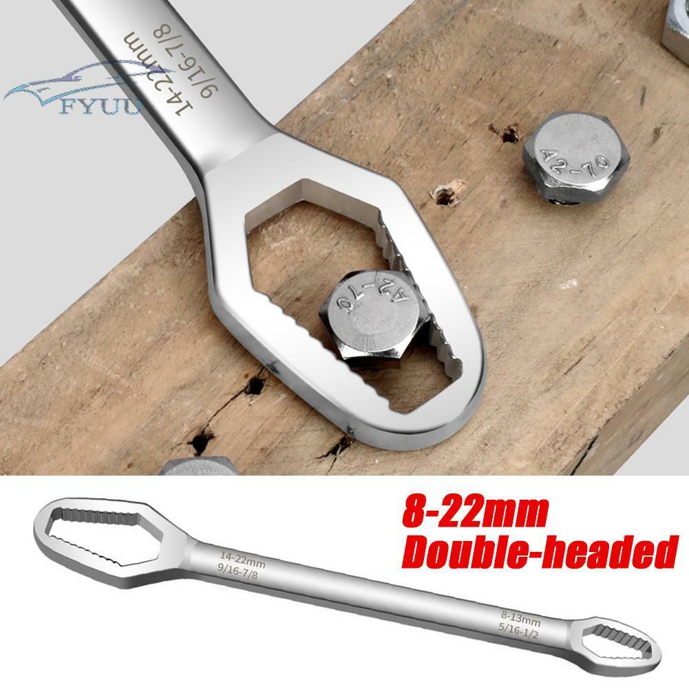 Multi-purpose 8-22mm Double-Head Self-Tightening Adjustable Torx / Rachet Wrench