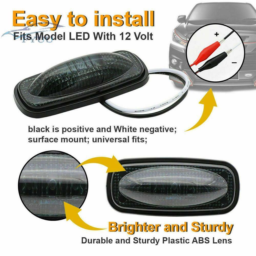 4x Smoke Lens LED Fender Bed Side Marker Light For 2003-2008 Dodge Ram 2500 3500