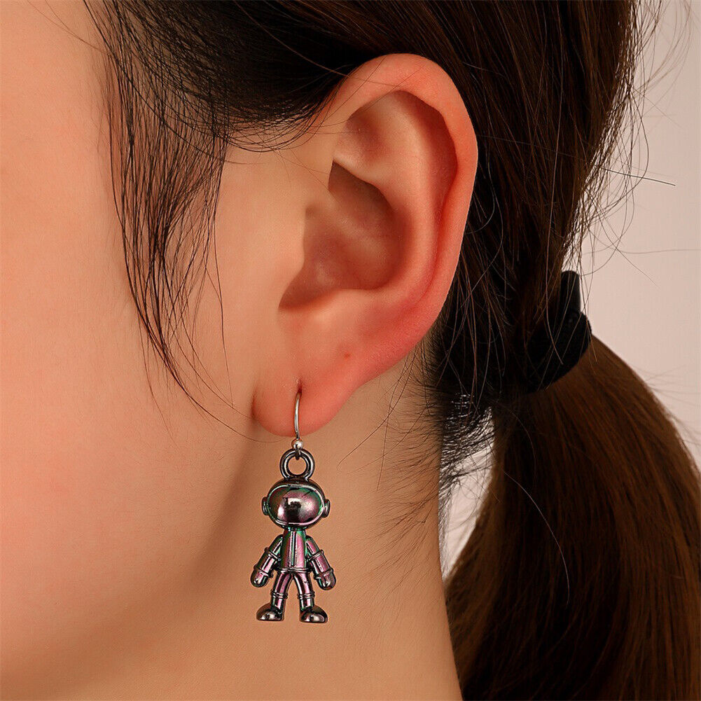 Fashion Copper Spaceman Stud Earrings Hanging Drop Earrings Female Jewelry
