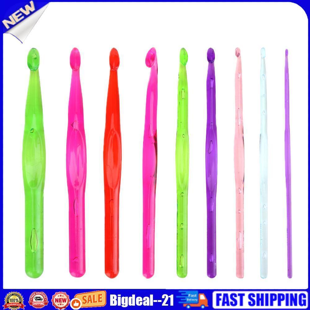 9pcs/Set Plastic Crochet Hooks Sewing Needles Craft Yarn Knit Weave Tools
