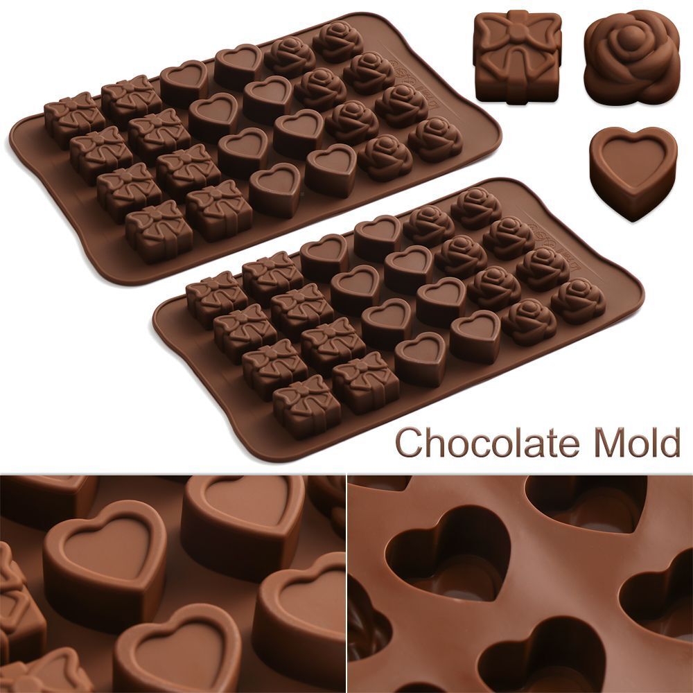 Chocolate Mold Wax Melts Ice Tray Cake Making Rose Hearts Silicone Mould