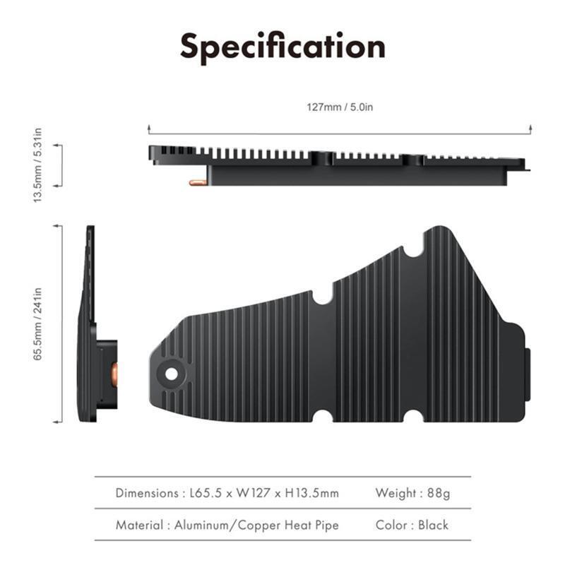 M.2 SSD 2280 Heatsink Cooler Hard Drive Disk Radiator Aluminum Heat Sink for PS5
