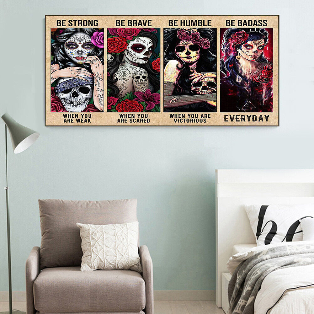 Beauty Skeleton Oil Painting By Numbers DIY Frameless Art Picture On Canvas