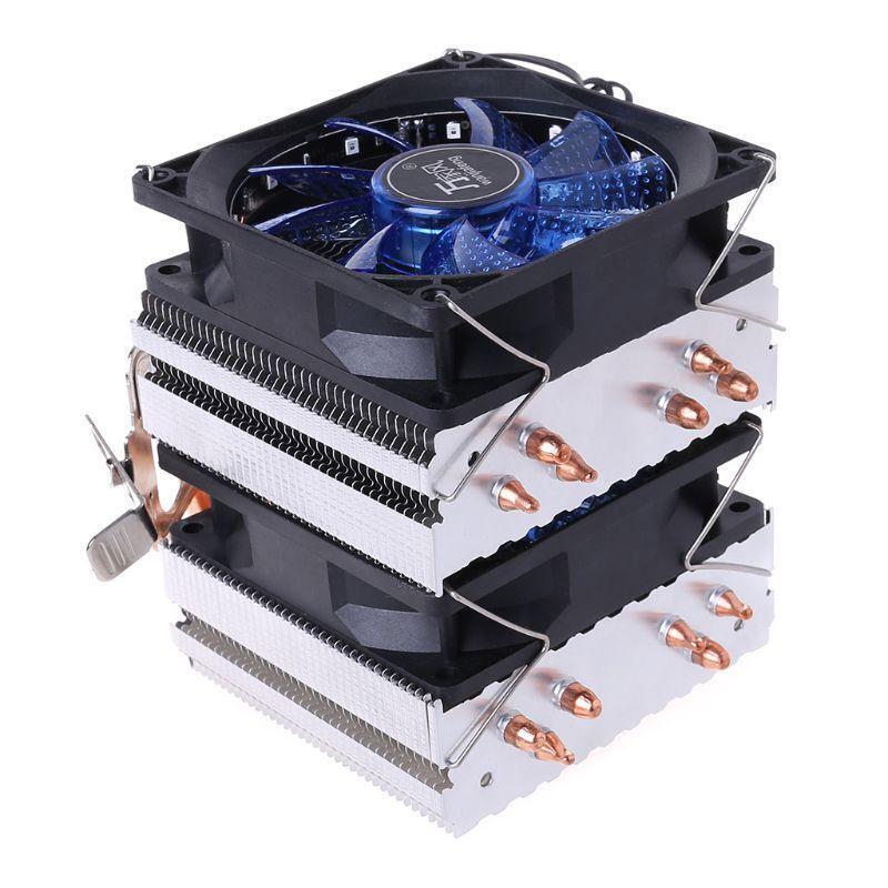 4PIN CPU Cooler 115X 1366 2011 6Heatpipe Dual-tower Cooling Fan for AMD 775/1150