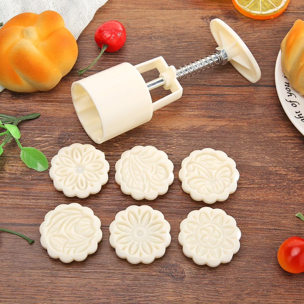 Ice Mooncake Mold Plant Print Hand Pressed Mid-autumn Festival Baking Tool
