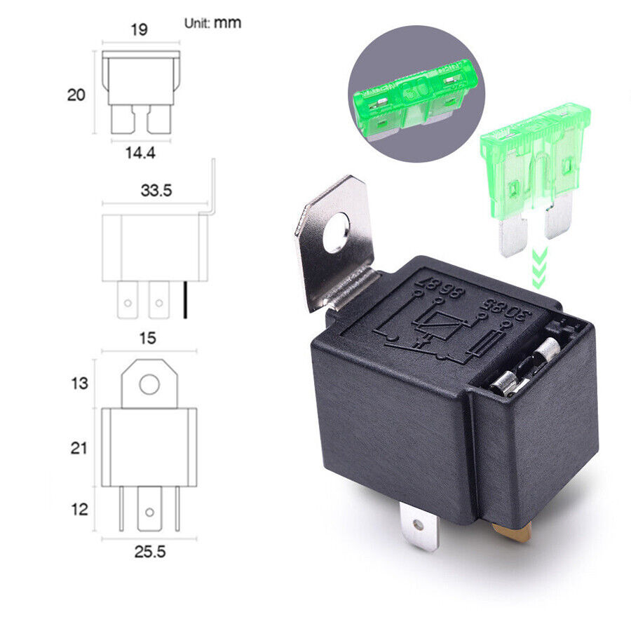 Car Relay Switch Harness Waterproof 6x 4Pin 12V 14AWG Wires 30AMP Fuse Holder