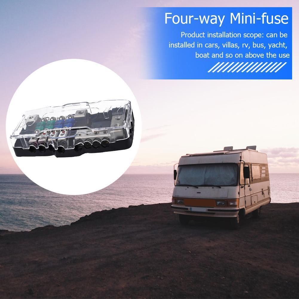 4 Way Car Mini ANL Blade Fuse Holder 2 in 4 out Power Distribution Block
