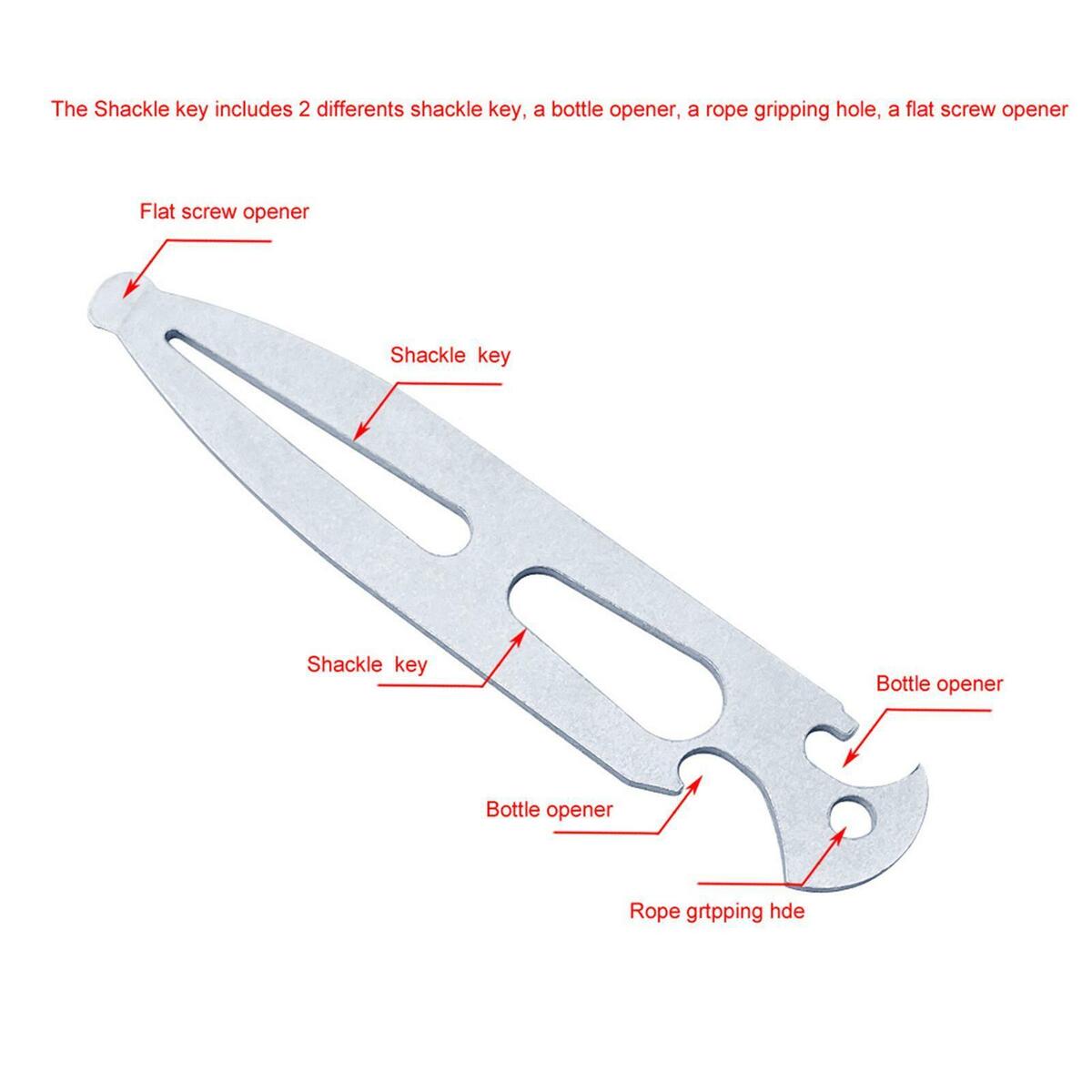 Shackle Key with Bottle Opener Emergency Tool Kit Universal for Marine