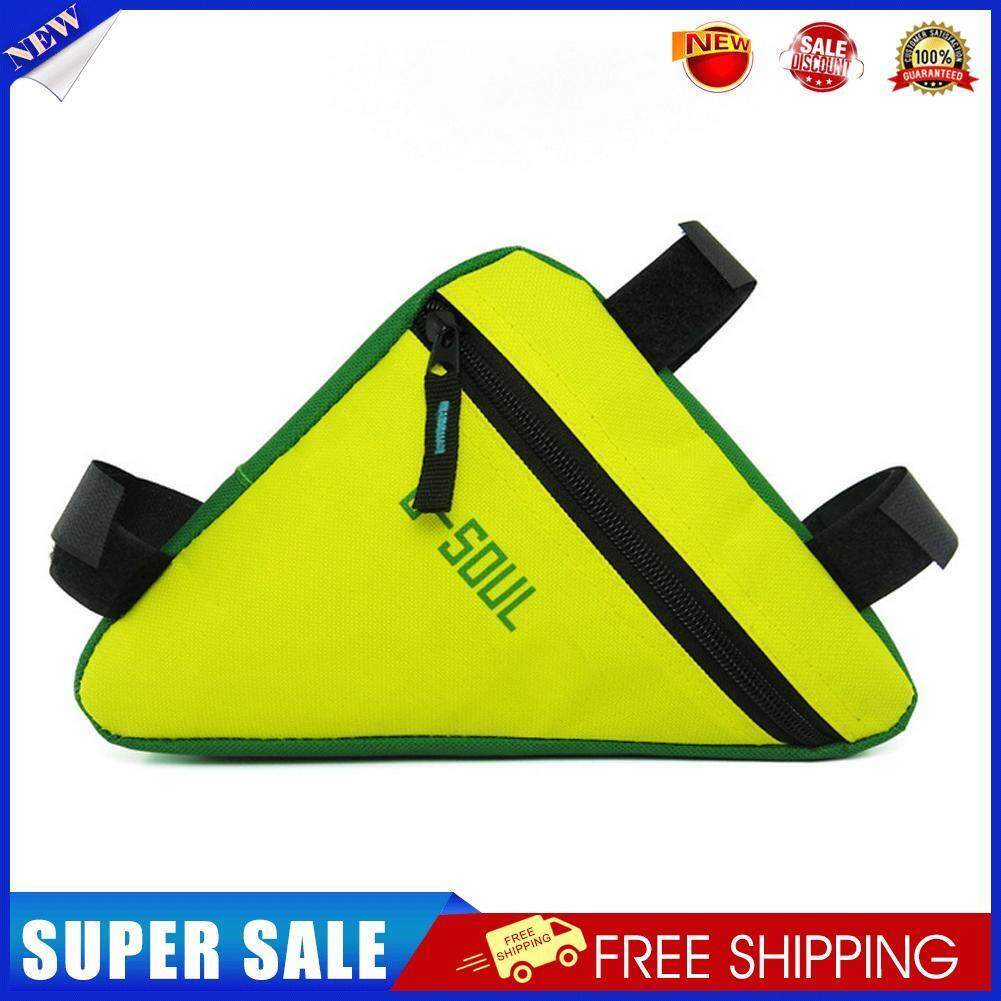 Triangle Cycling Front Tube Frame Pouch Bag Holder Saddle(Yellow+Green)