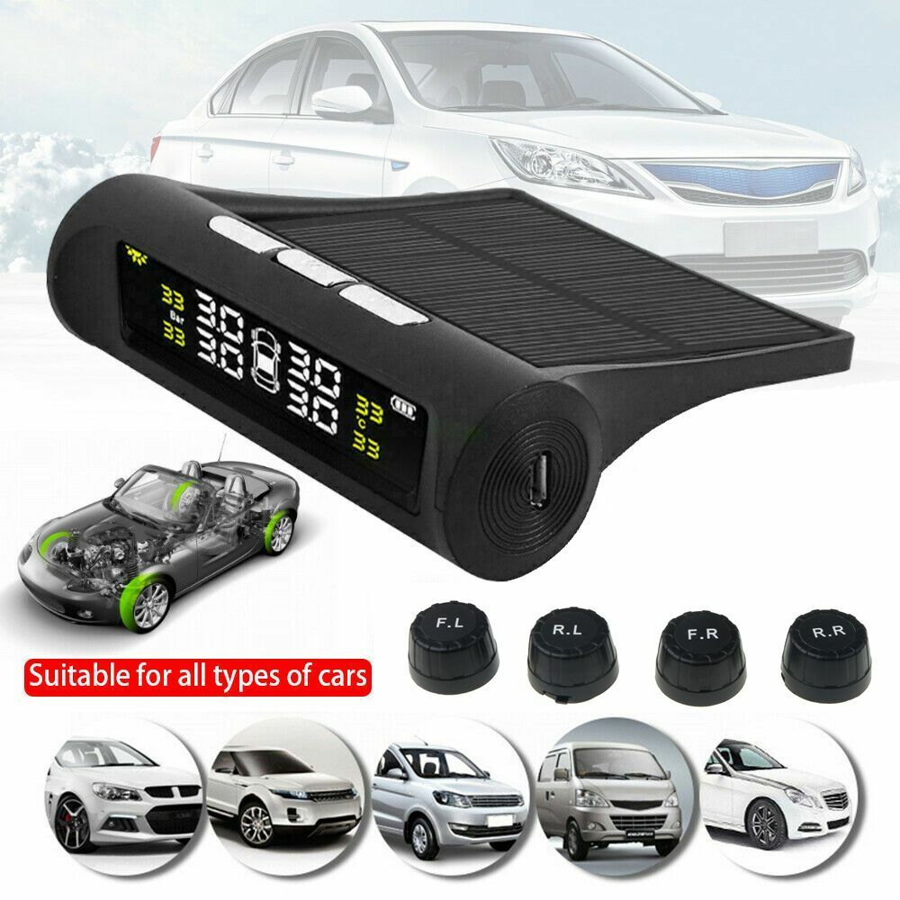 Pressure Monitoring System Tire Safety Monitor Solar and USB Charge Wireless