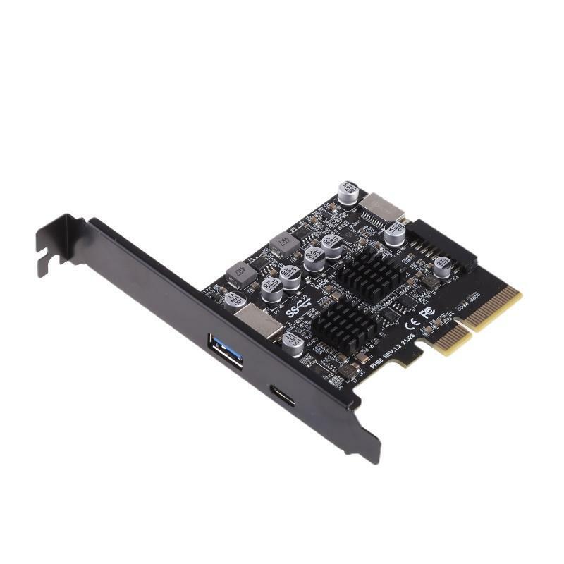 2-Port PCI-E X4 Riser Card PCIe to USB3.2 Gen 2 Adapter Riser Add-on Cards