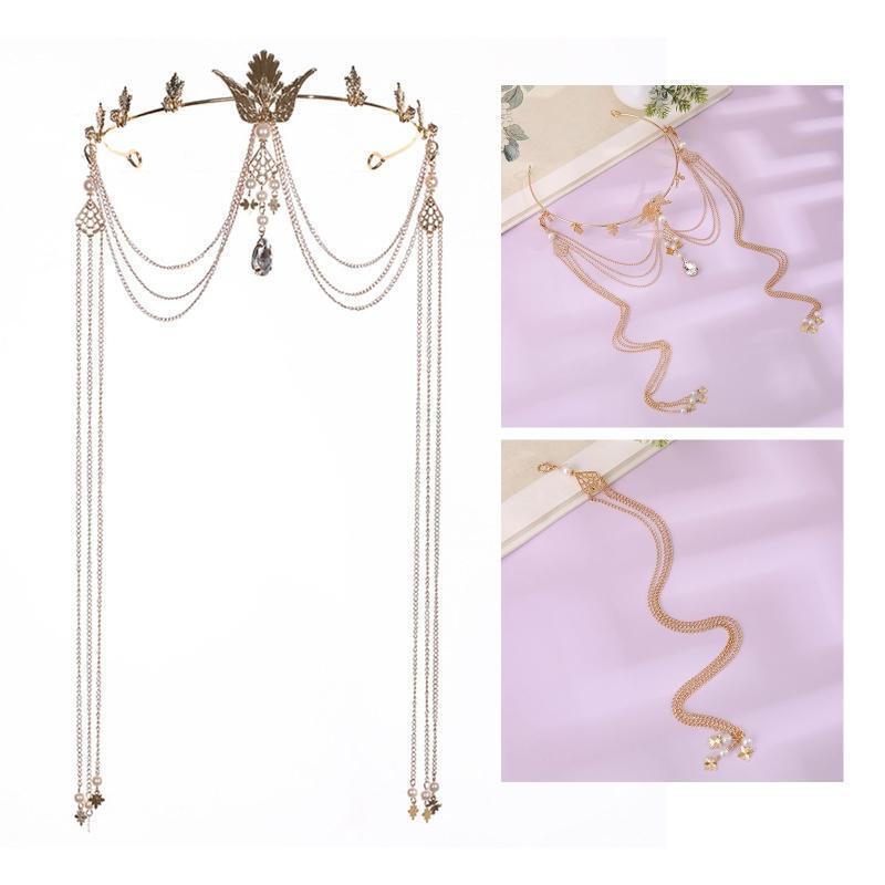 Headband Water Drop Forehead Ornament Girl Hair Accessory Tassel Chain Crown