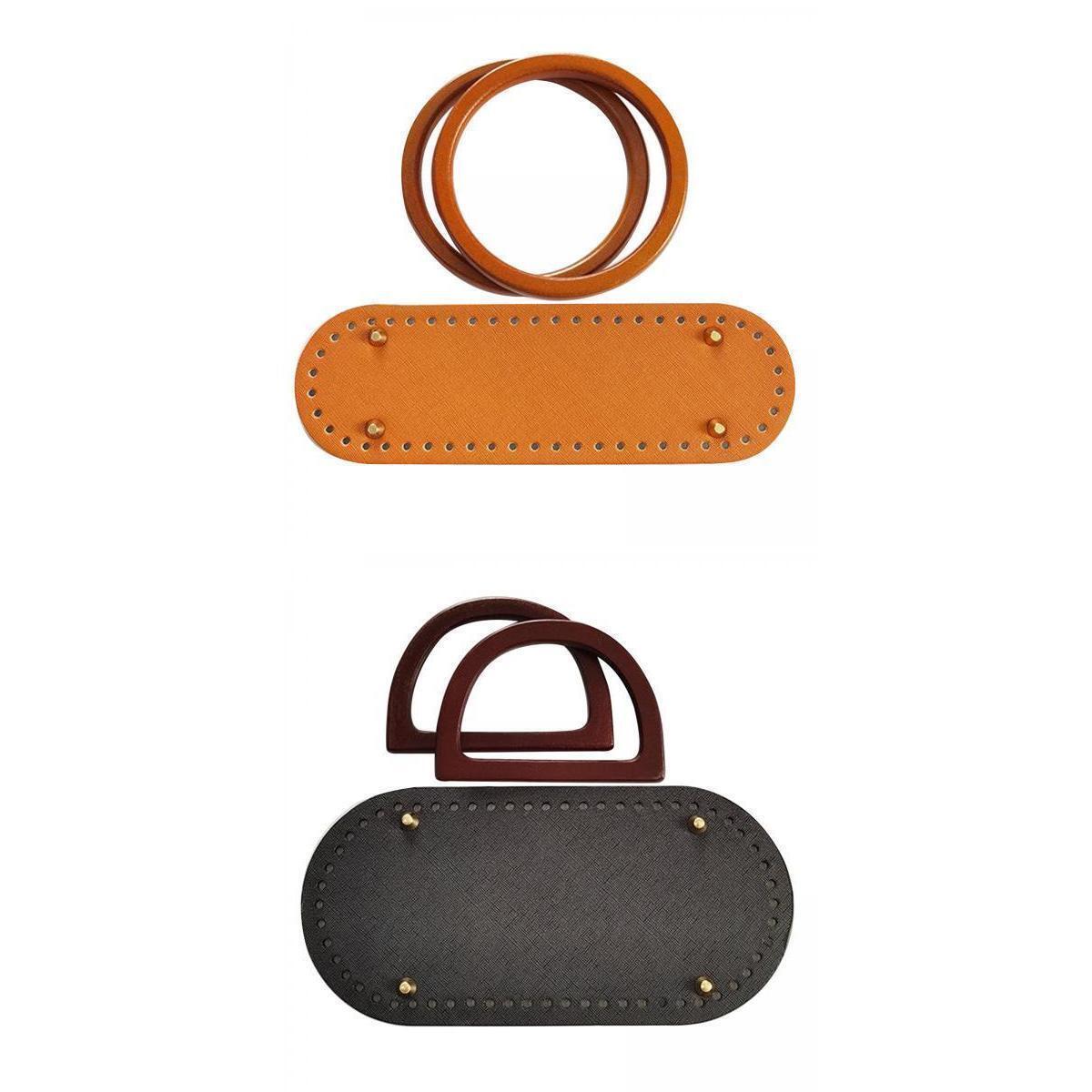 2x PU Leather DIY Bags Bottom Pads Weaving Bags Insert Cushion Purses Parts