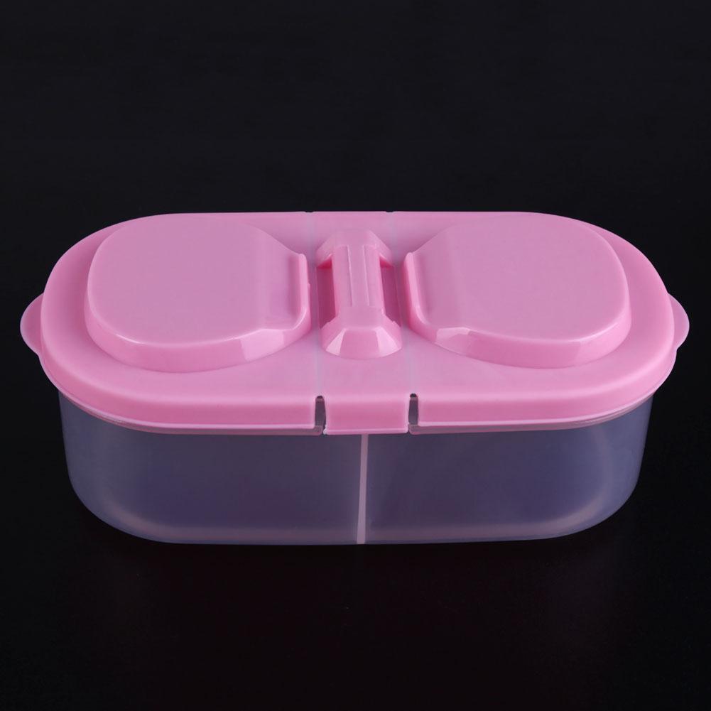 2 Grid Food Storage Box Nut Cosmetics Stationery Holder Home Organizer(Pink