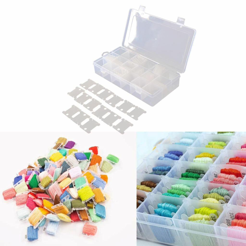 18 Slots Embroidery Floss Organizer  + 120 Pieces Plastic Winding