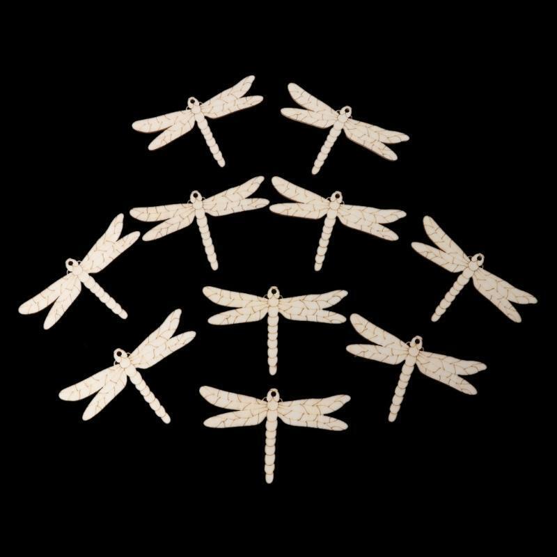10PCS Dragonfly Easter Wooden Cute Pendant Wall Door Home Party Hanging Ornament