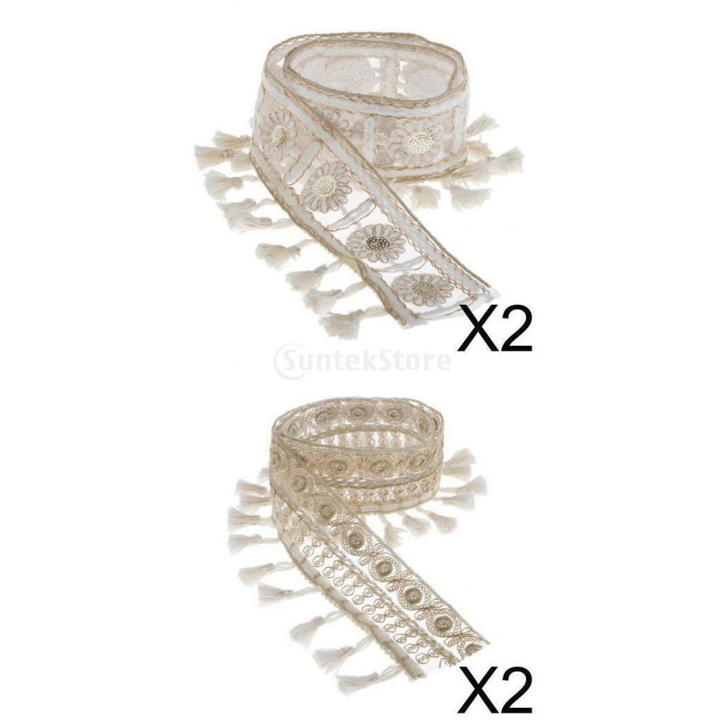 4× 1 Yard Fringe Jacquard Ribbon Lace Sewing  for  Clothes