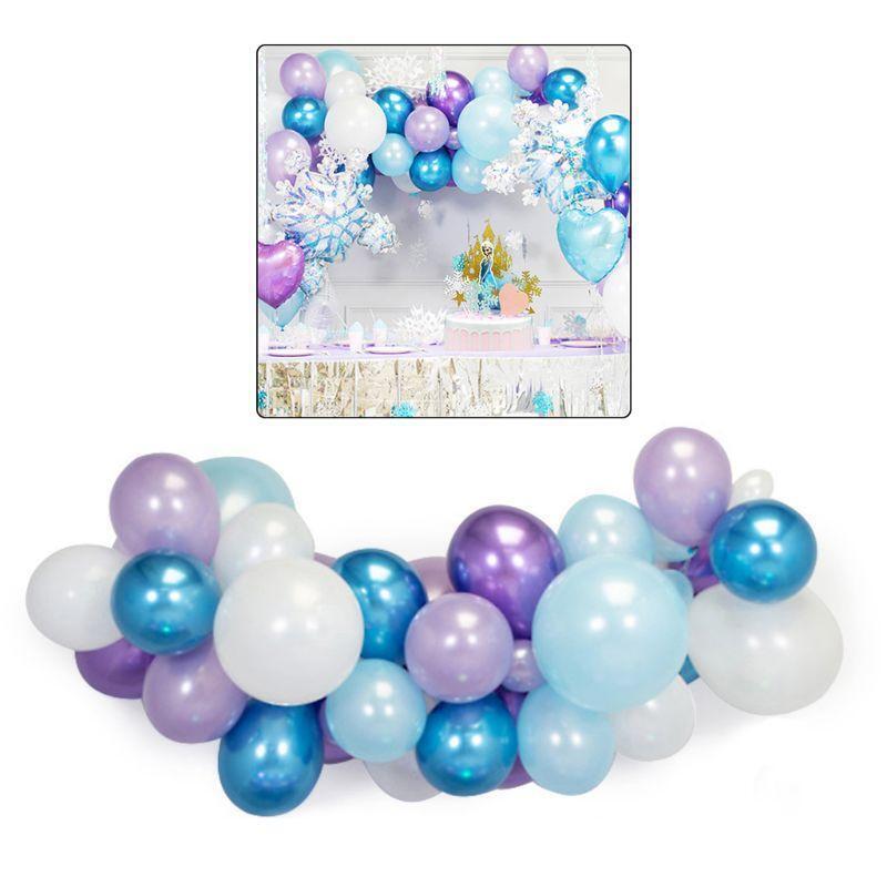 Balloon Kit Light Blue White Purple Snowflake Latex Balloon for Christmas