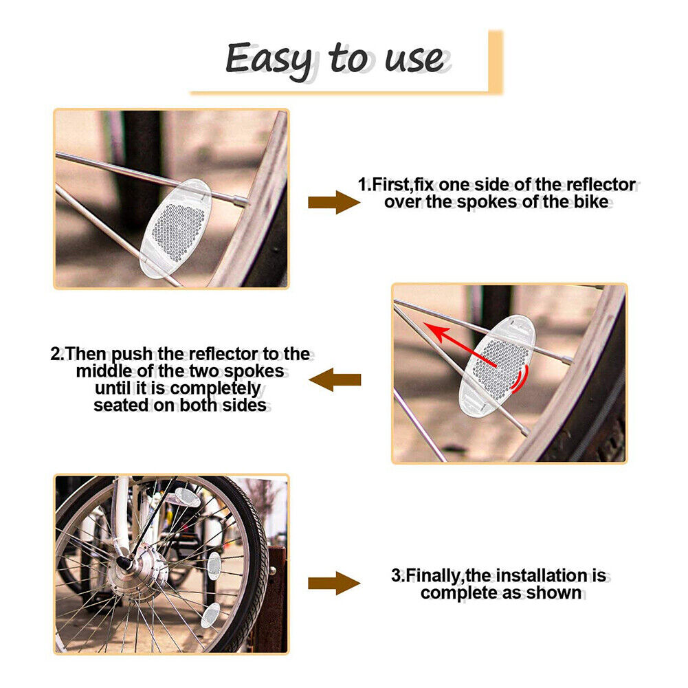 10pcs Bike Safety Warning Reflectors Night Reflective Cycling Accessories
