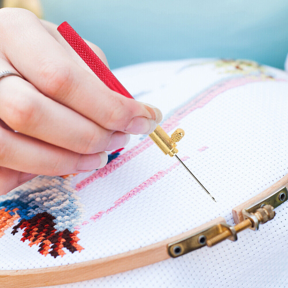 French Crochet Embroidery Tambour Beading Hoop Hook with 3 Needles Sewing