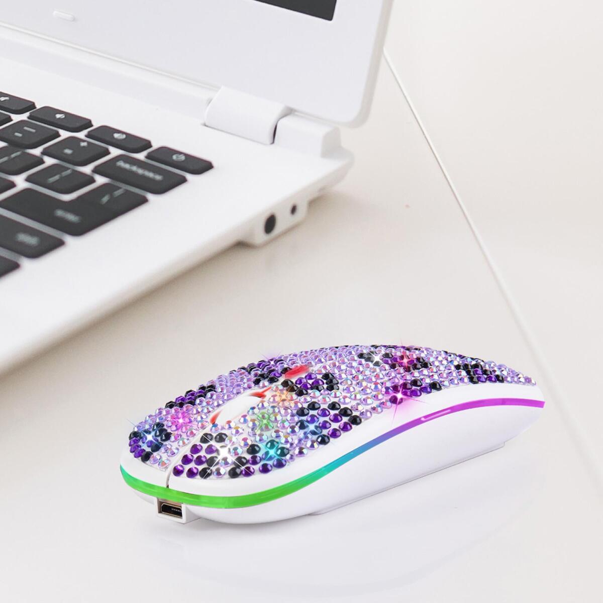 Colorful 3 Adjustable DPI Crystal Rhinestone Portable Rechargeable 1600DPI