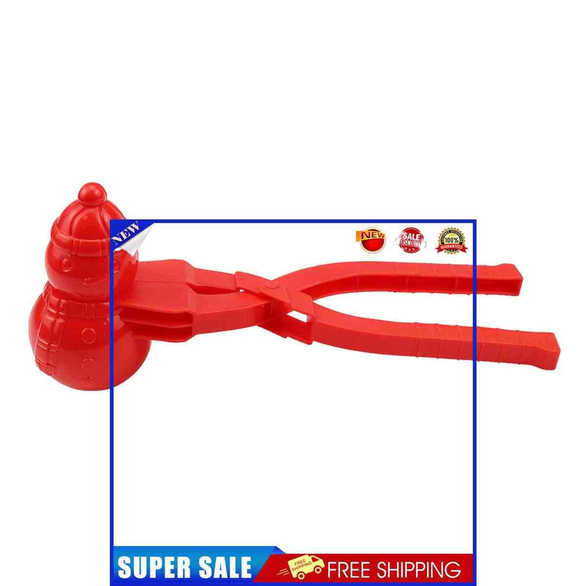 Snowball Maker Tool Snowman Shape DIY Snow Ball Tongs with Handle (Red)