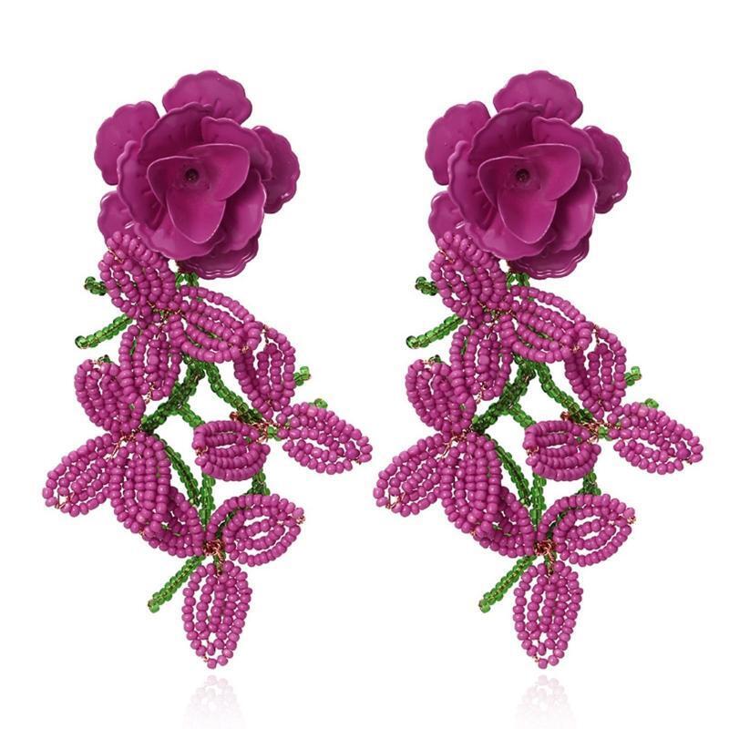Stylish Woven Blossom Stud Earrings Handmade Alloy for Mother Wife Lover Gift