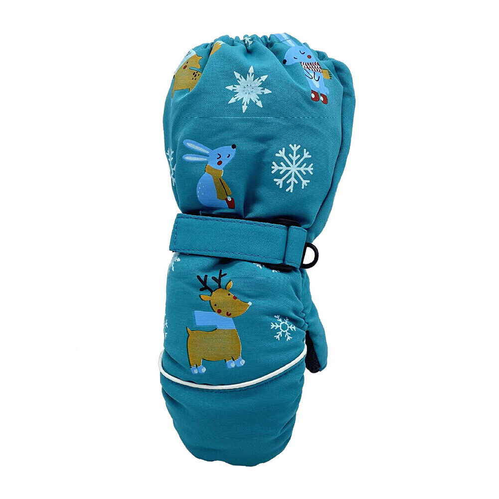 1 Pair Cartoon Kids Non-Slip Ski Gloves Long-Sleeved Winter Mittens (Green)