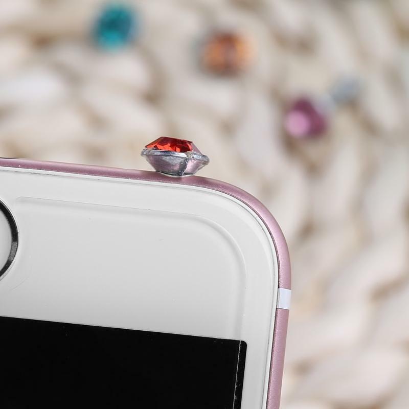 Round Glittering Rhinestone 3.5mm Anti Dust Plug Earphone Stopper For Smart