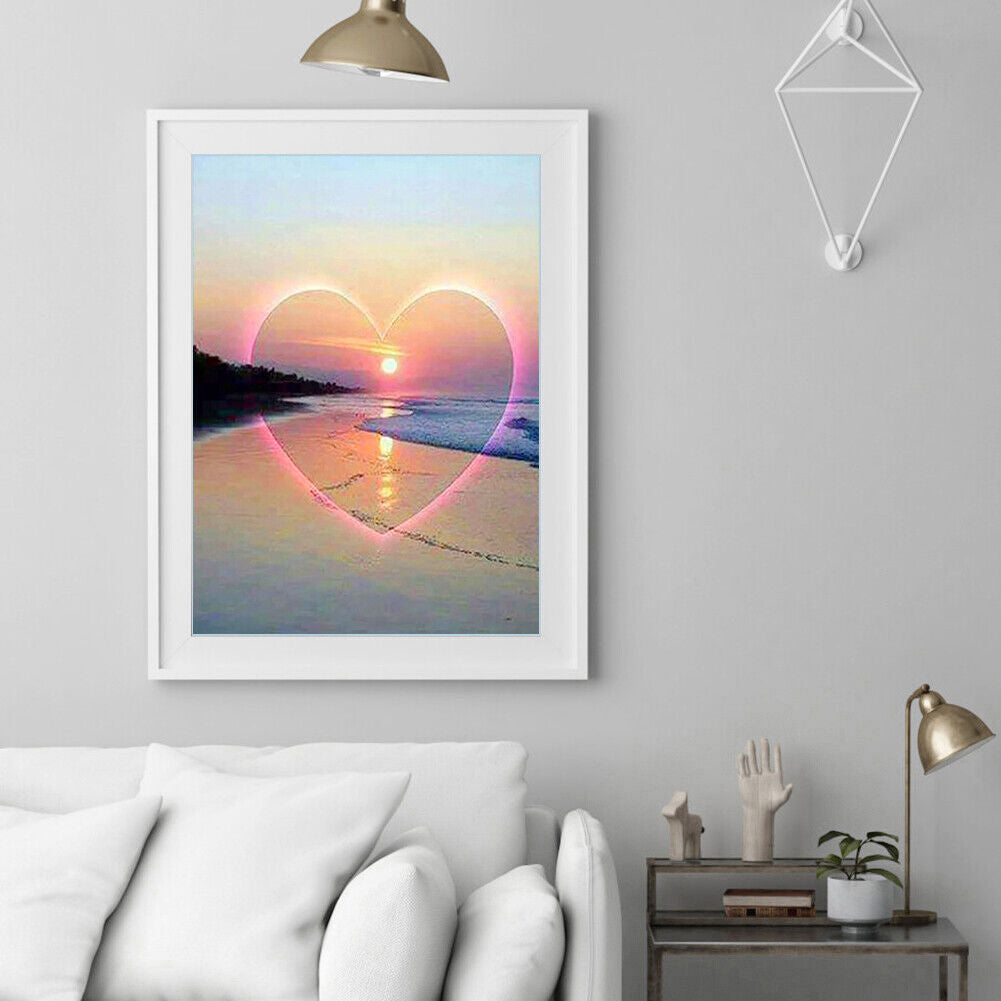 Full Round Drill Diamond Painting DIY Love Sunset Cross Stitch Embroidery