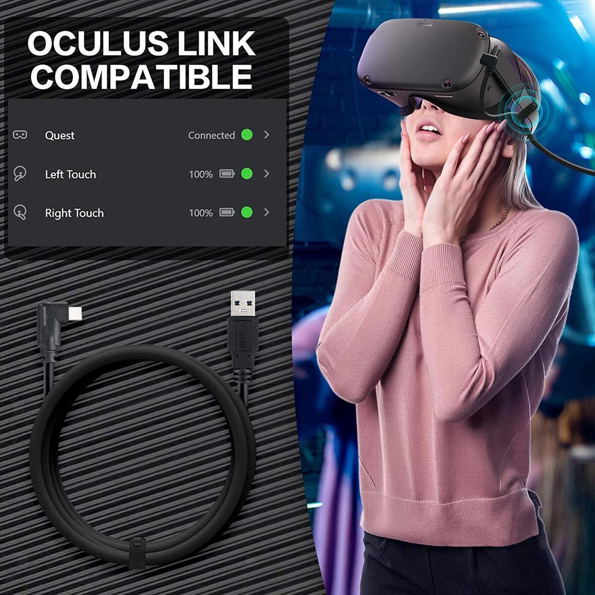 USB 3.2 Type-C Cable VR Headset 10Gbps Fast Charging for Quest 2 Gaming PC