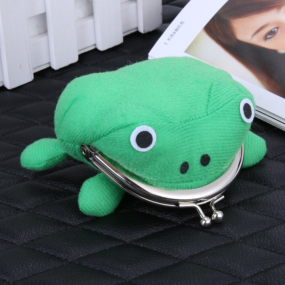 Portable Cartoon Frog Mini Coin Purse Fleece Key Holder Kids Wallet Green